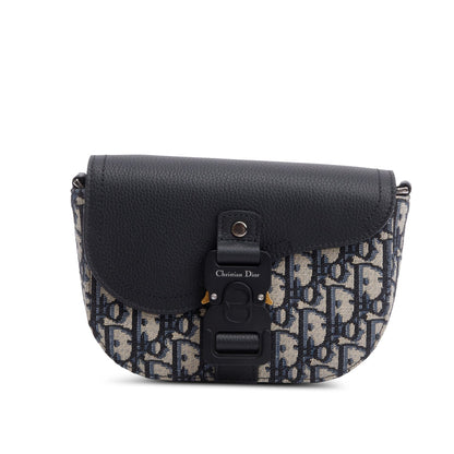 Christian Dior 2024 Black Calfskin Leather Oblique Mini Saddle Messenger Bag Rovelle Bags