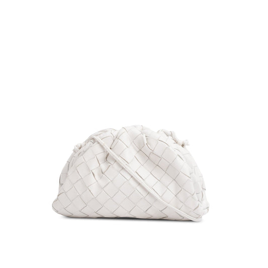 Bottega Veneta White Calfskin Intrecciato Leather The Mini Pouch