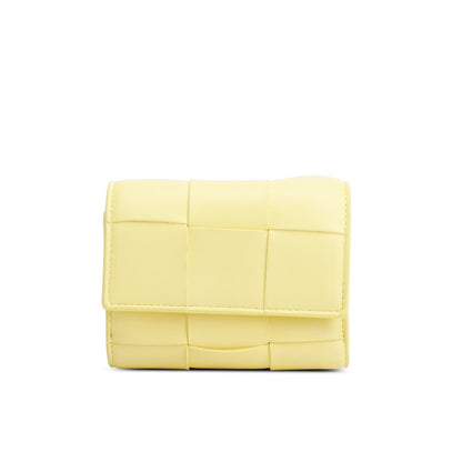 Bottega Veneta Yellow Intreccio Nappa Leather Cassette Tri-Fold Zip Wallet