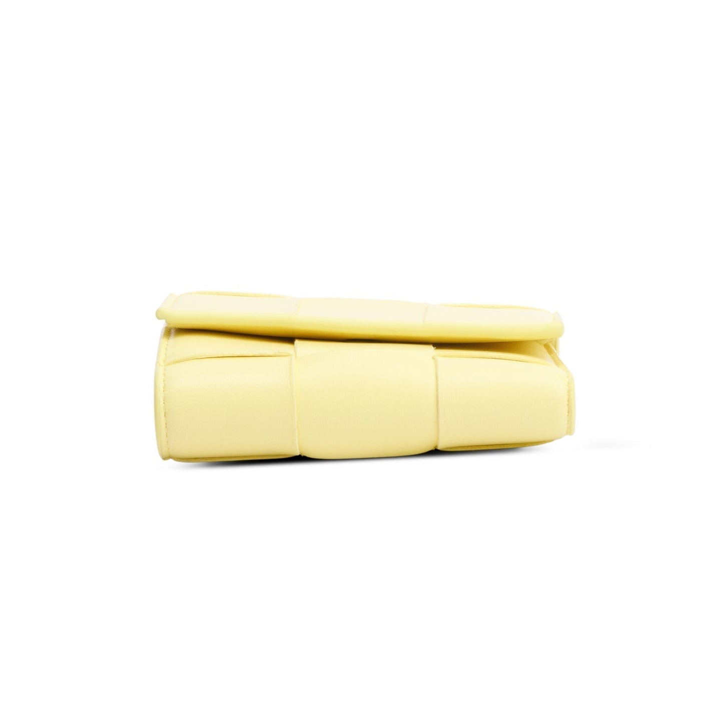 Bottega Veneta Yellow Intreccio Nappa Leather Cassette Tri-Fold Zip Wallet