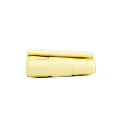 Bottega Veneta Yellow Intreccio Nappa Leather Cassette Tri-Fold Zip Wallet