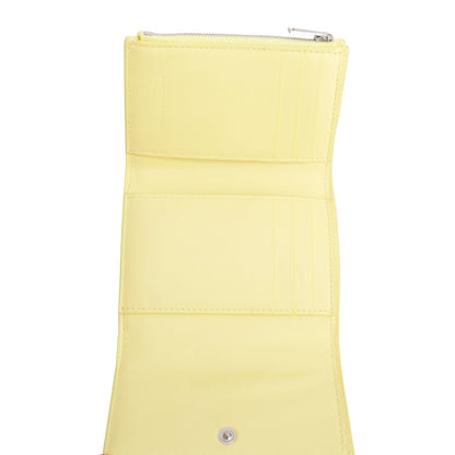 Bottega Veneta Yellow Intreccio Nappa Leather Cassette Tri-Fold Zip Wallet