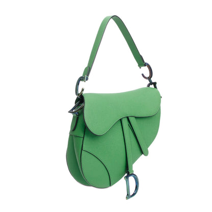 Christian Dior 2021 Green Grained Calfskin Leather Medium Saddle Bag Rovelle Bags