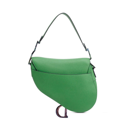 Christian Dior 2021 Green Grained Calfskin Leather Medium Saddle Bag Rovelle Bags