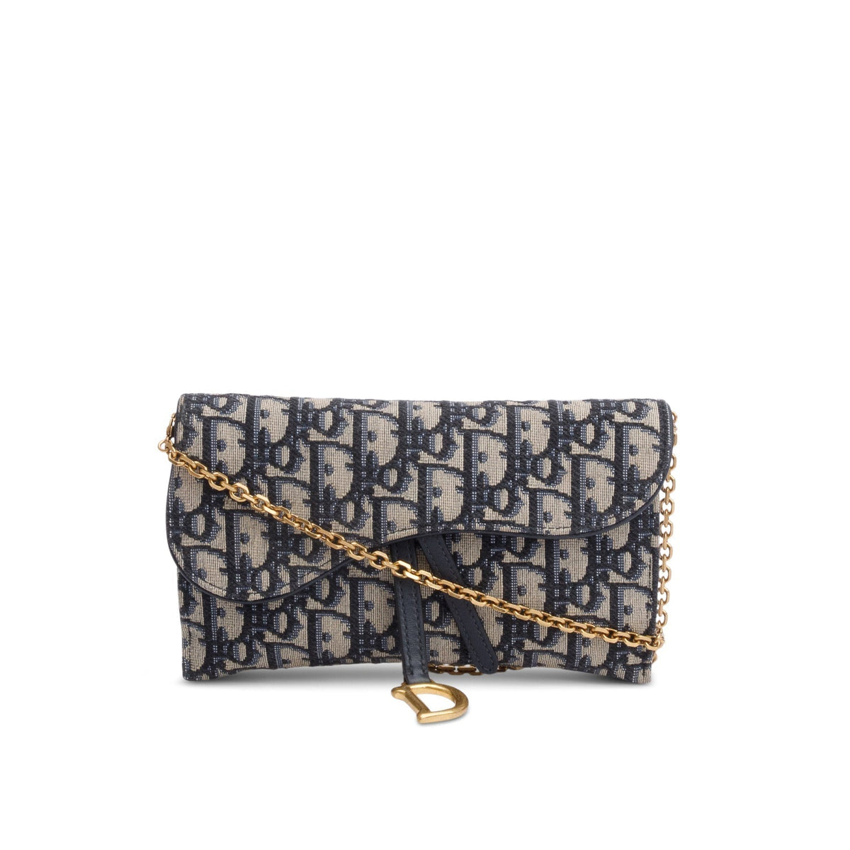 Christian Dior Oblique Jacquard Saddle Pouch with Chain Rovelle Bags