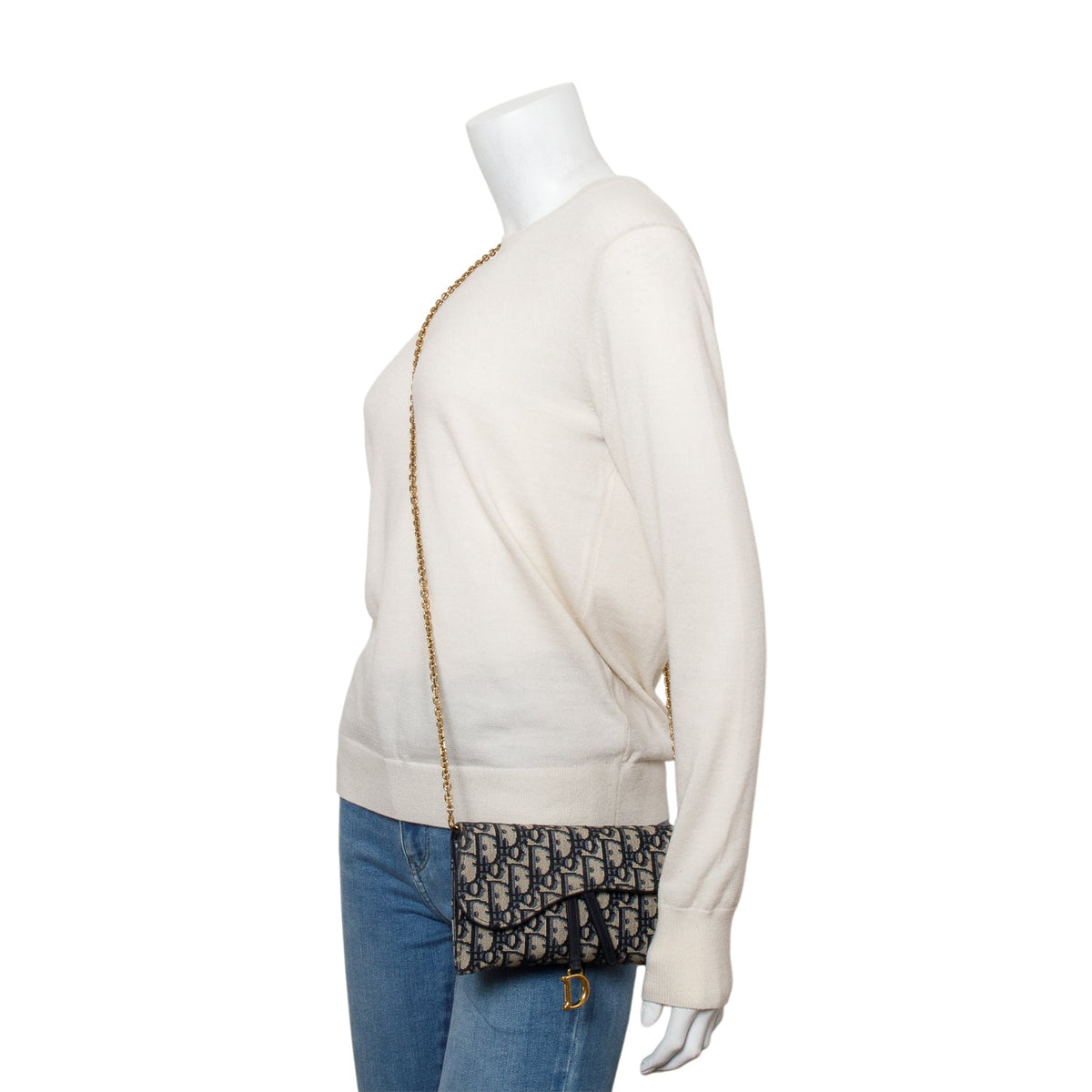 Christian Dior Oblique Jacquard Saddle Pouch with Chain Rovelle Bags