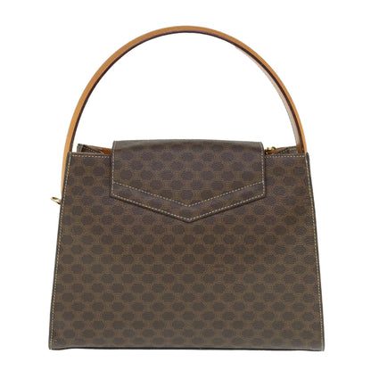 Luxury CELINE Macadam Canvas Hand Bag PVC Leather 2way Brown 62493