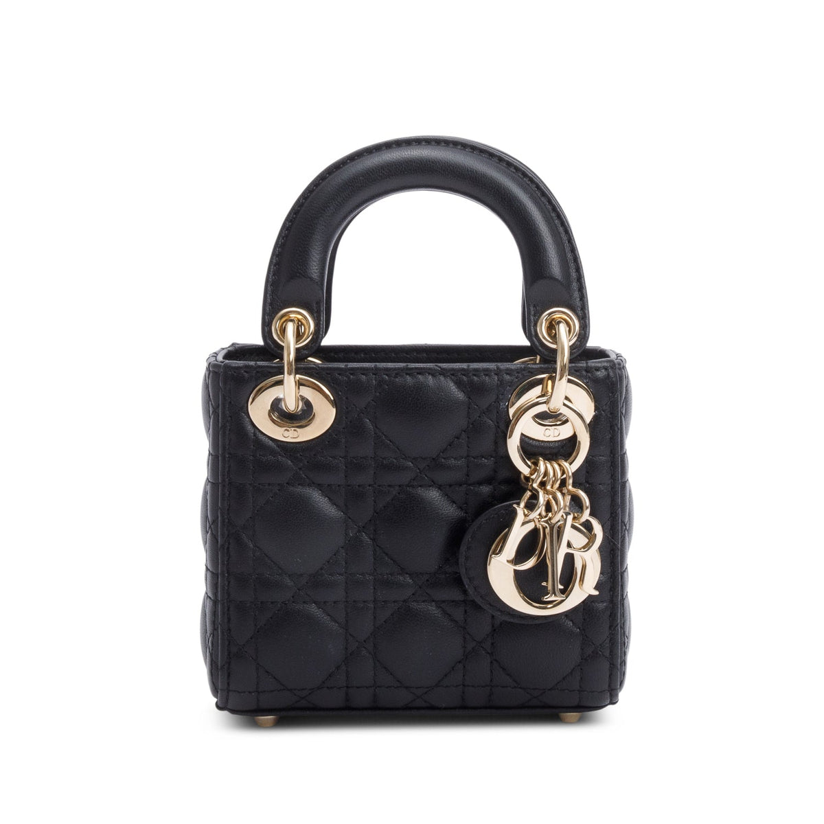 Christian Dior 2022 Black Leather Micro Lady Dior Bag Rovelle Bags