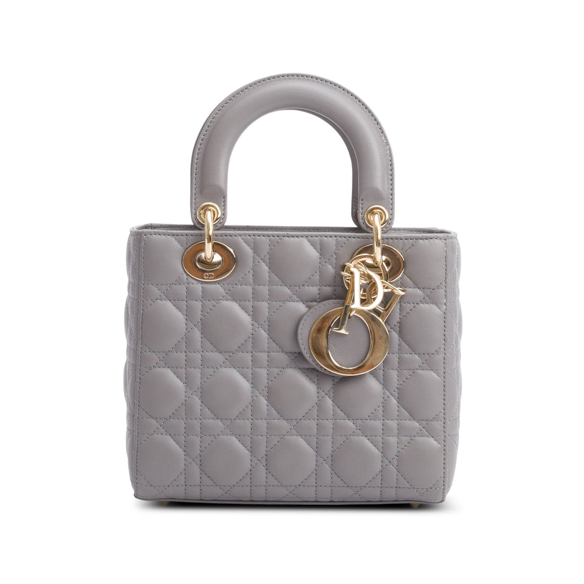 Christian Dior Grey Cannage Lambskin Leather Small Lady Dior My ABCDior Bag Rovelle Bags
