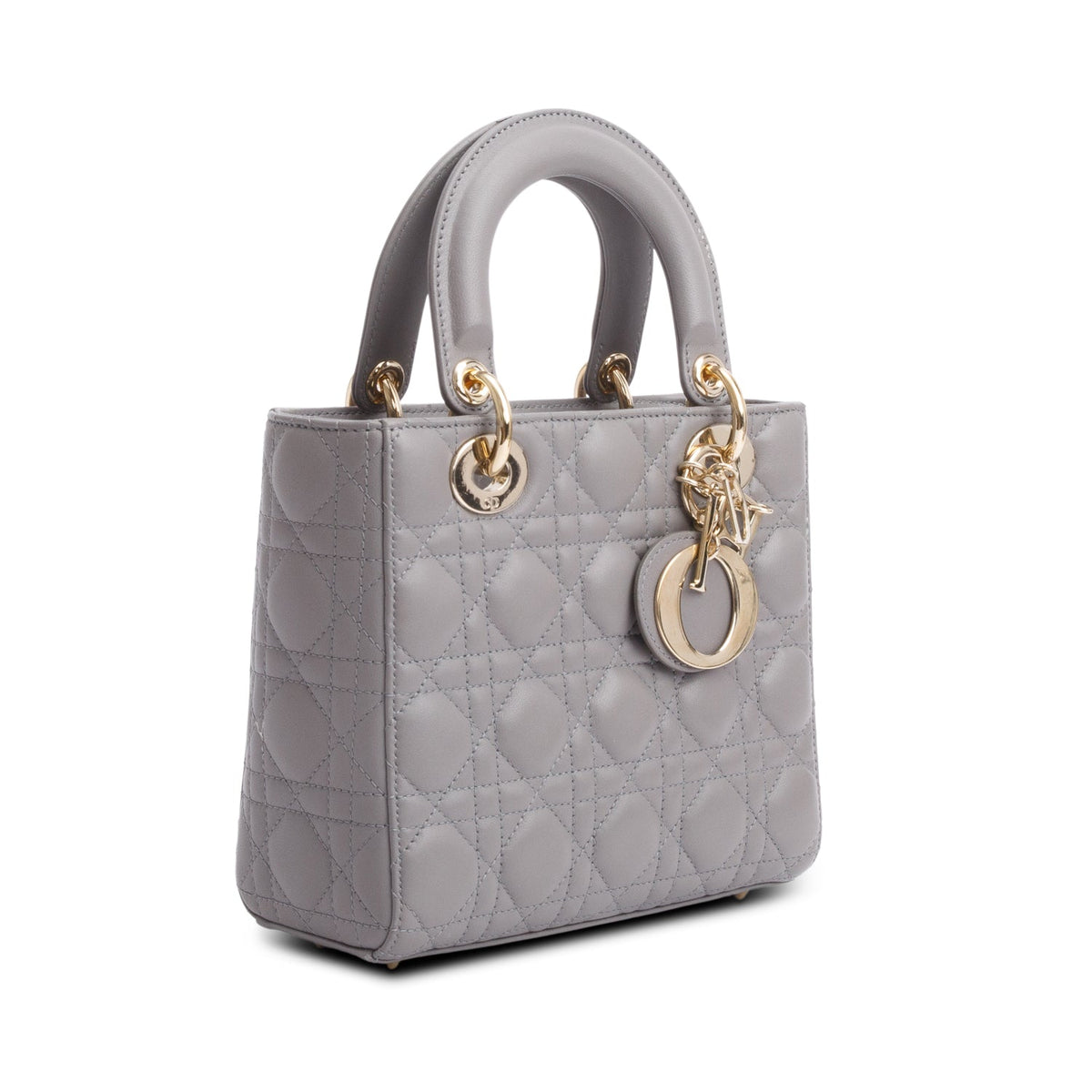 Christian Dior Grey Cannage Lambskin Leather Small Lady Dior My ABCDior Bag Rovelle Bags