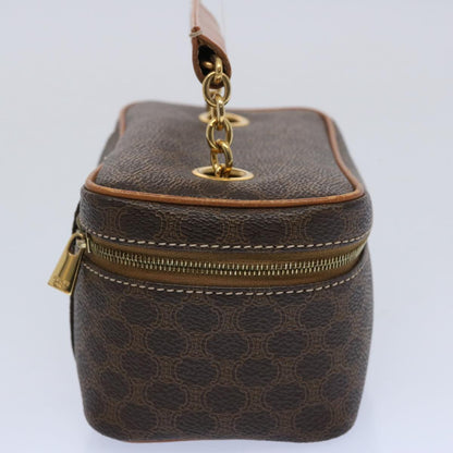 Luxury CELINE Macadam Canvas Vany Cosmetic Pouch PVC Leather Brown 62674