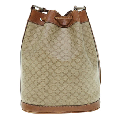 Luxury CELINE Macadam Canvas Shoulder Bag Beige 62765