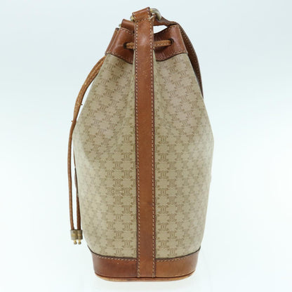 Luxury CELINE Macadam Canvas Shoulder Bag Beige 62765