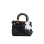 Christian Dior Black Cannage Crinkled Patent Leather Small Lucky Badges Lady Dior Bag Rovelle Bags