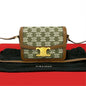 CELINE Shoulder Bag Leather, Canvas Brown logo Metal Teen Triomphe Women