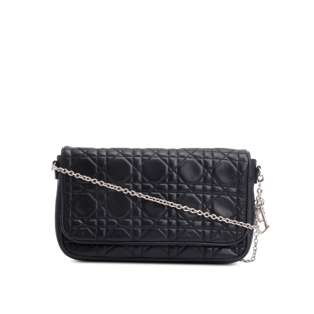 Christian Dior Black Cannage Lambskin Leather Wallet on Chain Rovelle Bags
