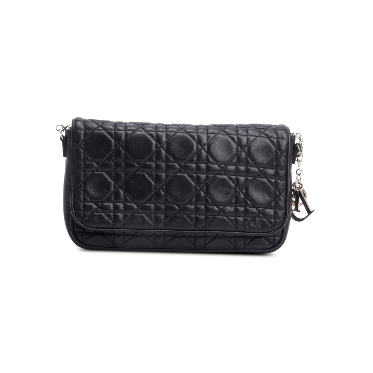 Christian Dior Black Cannage Lambskin Leather Wallet on Chain Rovelle Bags