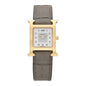 Stainless Steel Alligator Diamond Mother of Pearl 21mm Heure H Hour Quartz Watch Gris Perle