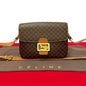 CELINE Shoulder Bag Leather, PVC Brown Macadam Blason Triomphe Pattern logo Carriage Metal Women