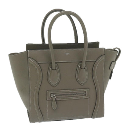Luxury CELINE Luggage Micro Shopper Tote Bag Leather Gray 62915A