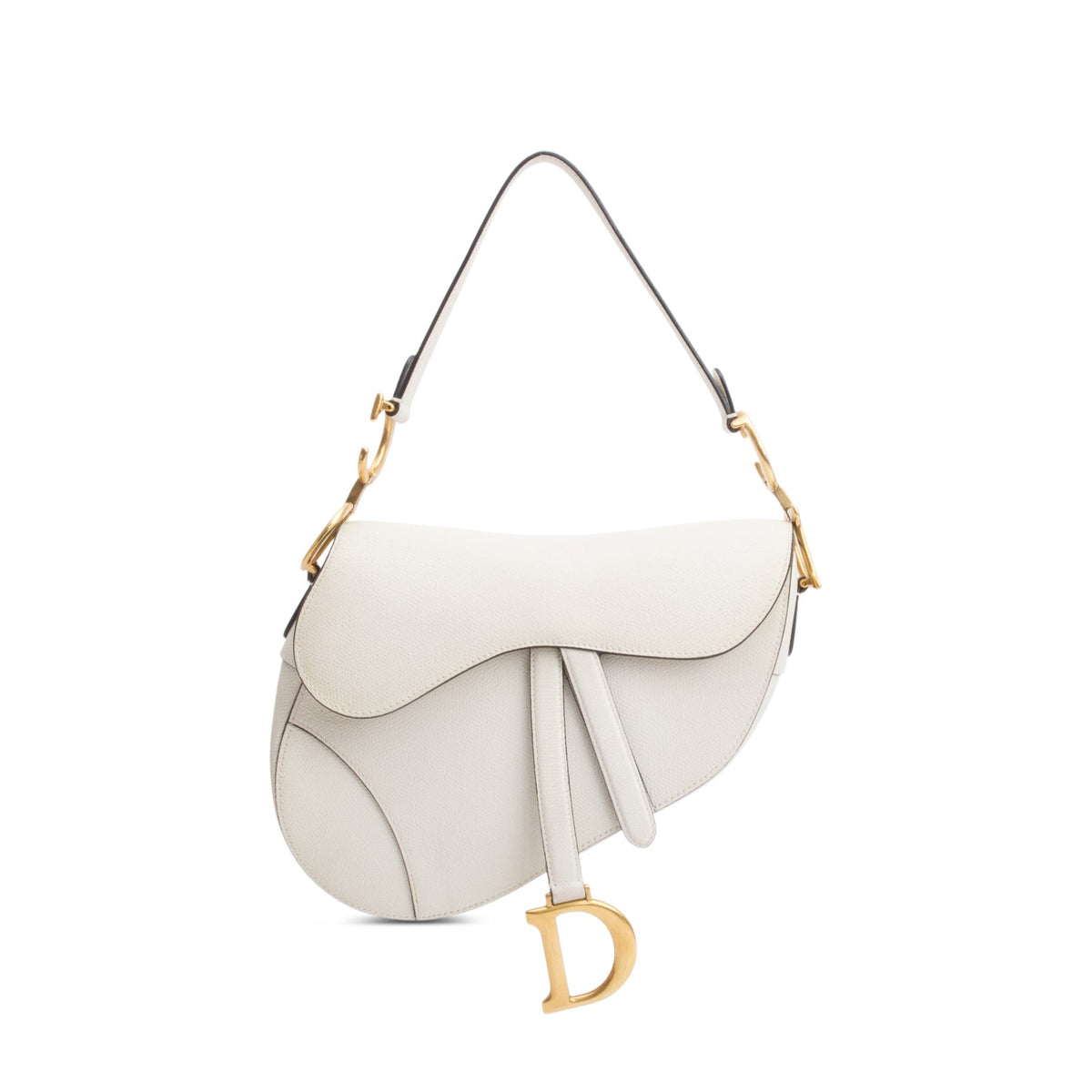 Christian Dior White Grained Calfskin Leather Medium Saddle Bag Rovelle Bags