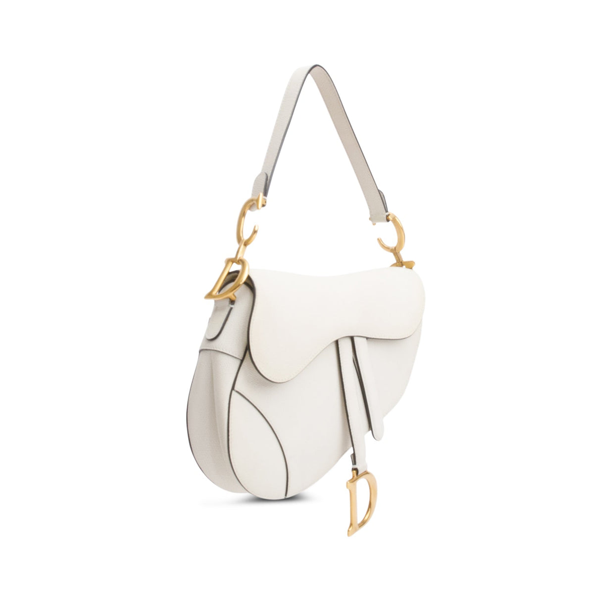 Christian Dior White Grained Calfskin Leather Medium Saddle Bag Rovelle Bags