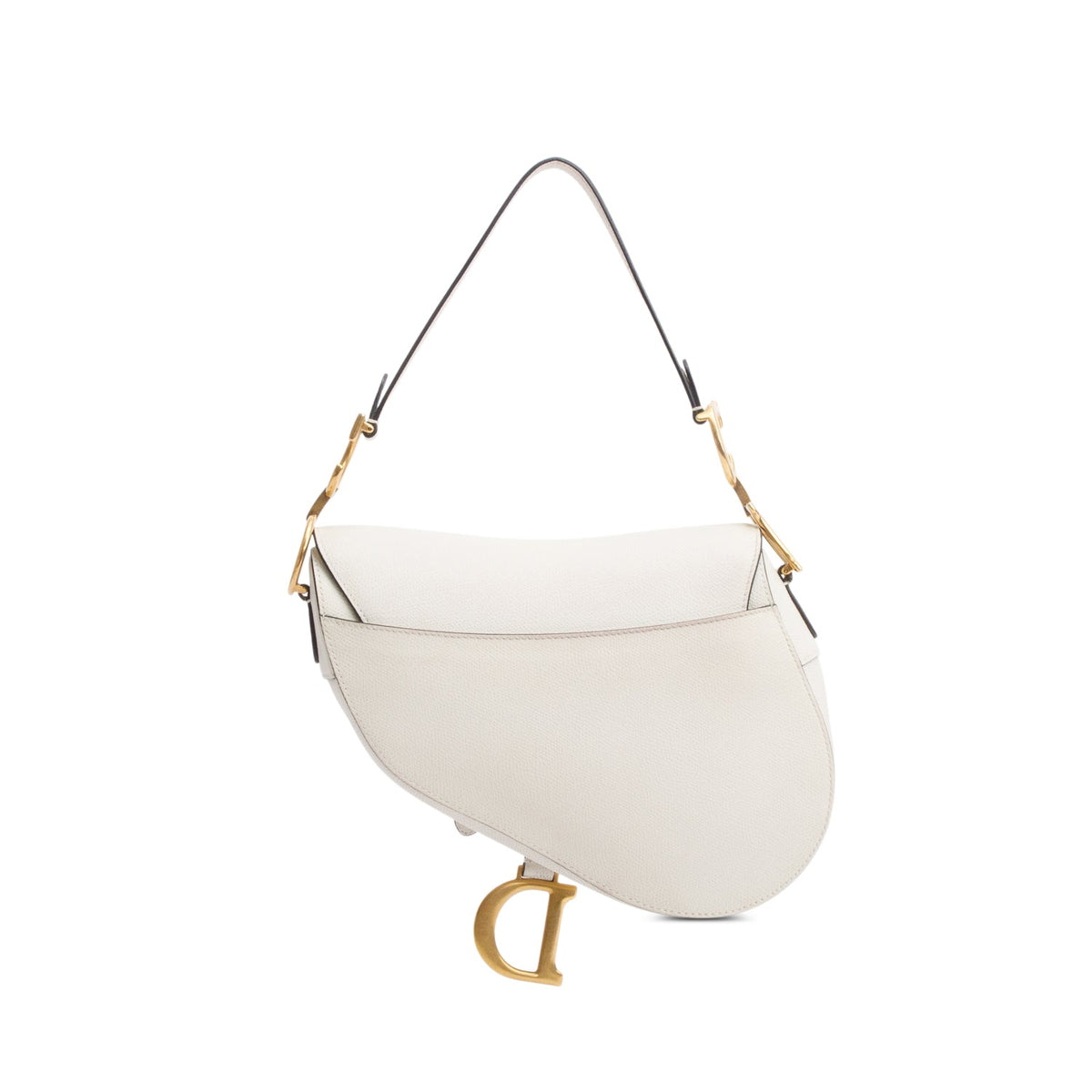 Christian Dior White Grained Calfskin Leather Medium Saddle Bag Rovelle Bags