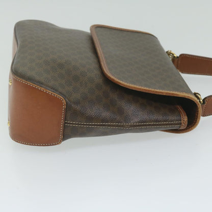 Luxury CELINE Macadam Canvas Hand Bag PVC Leather 2way Brown 62941