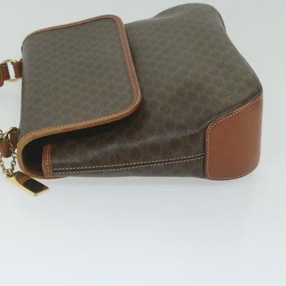 Luxury CELINE Macadam Canvas Hand Bag PVC Leather 2way Brown 62941