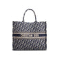 Christian Dior Ecru and Blue Dior Oblique Embroidery Large Book Tote Rovelle Bags