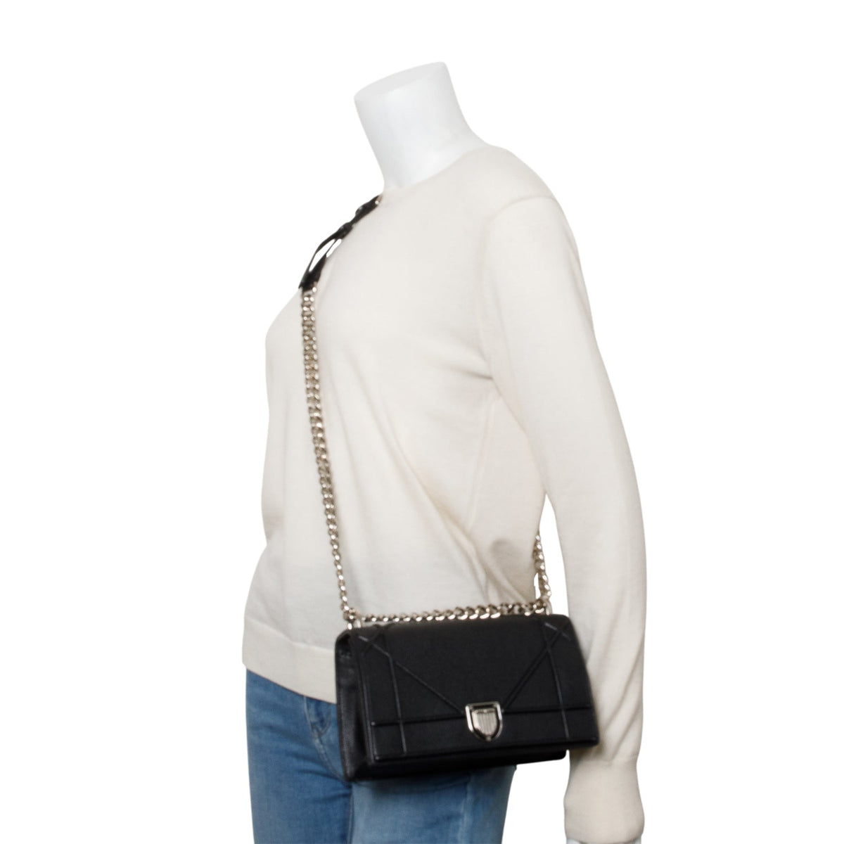 Christian Dior Black Calfskin Leather Small Diorama Flap Bag Rovelle Bags