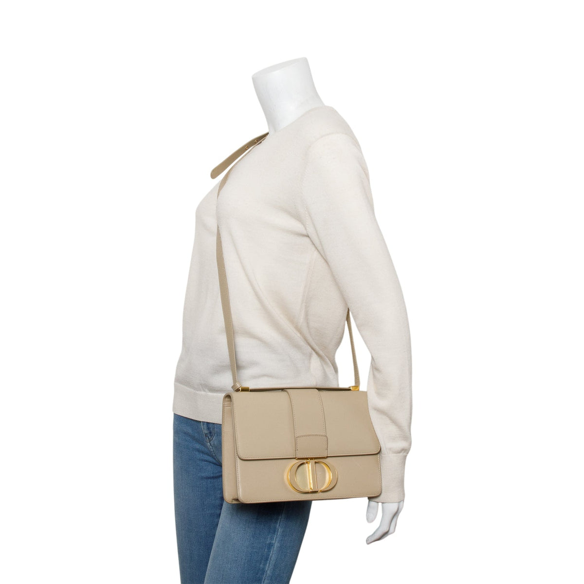 Christian Dior 2020 Beige Leather Medium 30 Montaigne Bag Rovelle Bags