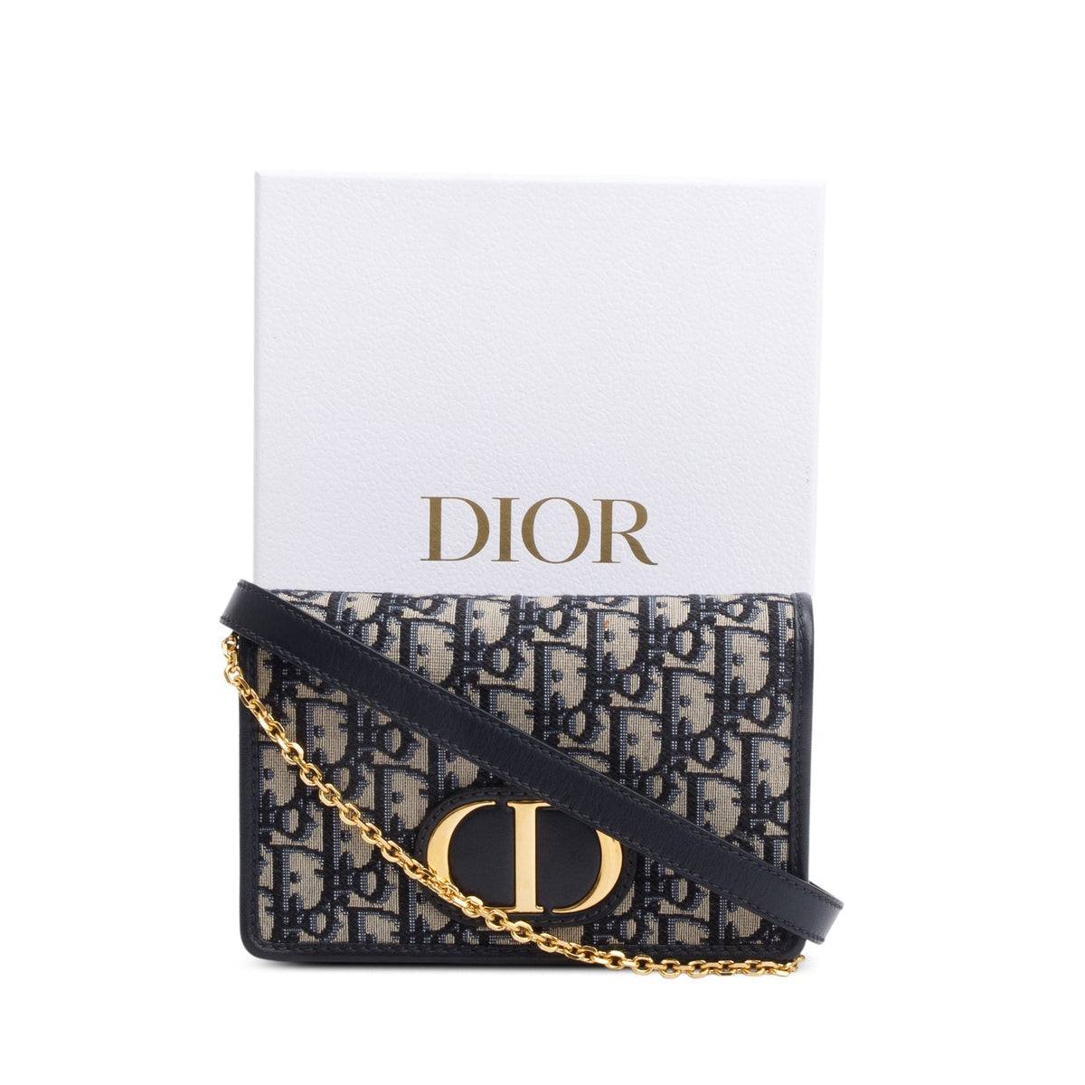 Christian Dior 2021 Navy Oblique 30 Montaigne 2-In-1 Pouch Bag Rovelle Bags