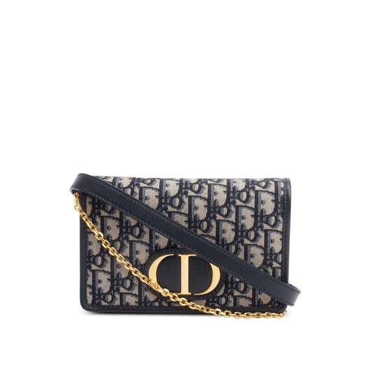 Christian Dior 2021 Navy Oblique 30 Montaigne 2-In-1 Pouch Bag Rovelle Bags