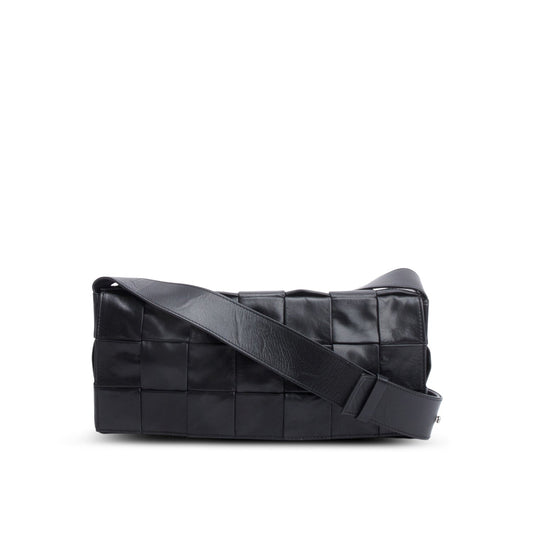 Bottega Veneta Black Paper Intrecciato The Stretch Cassette Bag