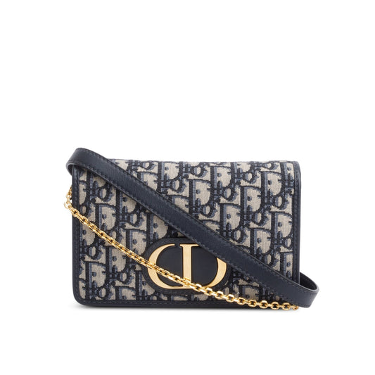 Christian Dior 2020 Navy Oblique 30 Montaigne 2-In-1 Pouch Bag Rovelle Bags