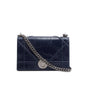 Christian Dior Navy Crinkled Cannage Leather Crystal Embellished Medium Diorama Flap Bag Rovelle Bags