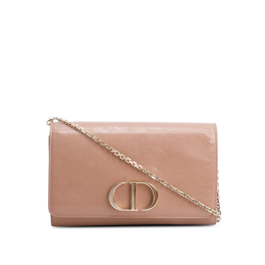 Christian Dior Beige Crinkled Leather 30 Montaigne Wallet on Chain Rovelle Bags