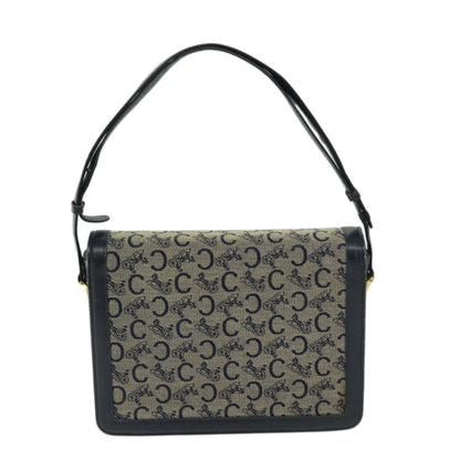 Luxury CELINE C Macadam Canvas Shoulder Bag Navy 63157