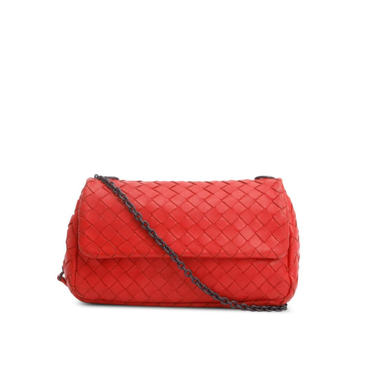 Bottega Veneta Red Intrecciato Small Chain Messenger Bag