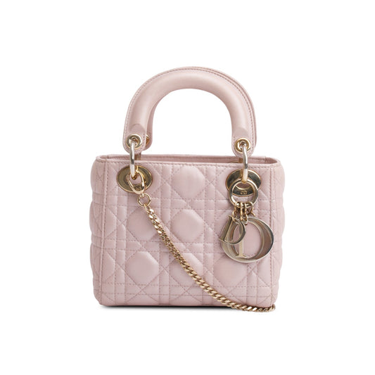 Christian Dior Pink Cannage Leather Mini Lady Dior Bag Rovelle Bags