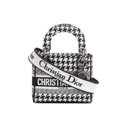 Christian Dior 2022 Black/White Houndstooth Canvas Mini Lady D-Lite Bag Rovelle Bags