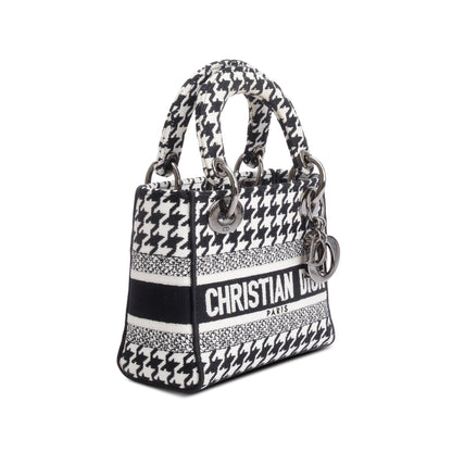Christian Dior 2022 Black/White Houndstooth Canvas Mini Lady D-Lite Bag Rovelle Bags