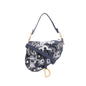 Christian Dior 2023 Blue Denim Embroidered Strass Beaded Butterfly & Flowers Medium Saddle Bag Rovelle Bags