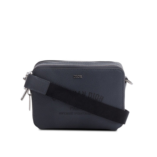 Christion Dior 2020 Grey Leather Double Zipped Pouch Crossbody Rovelle Bags