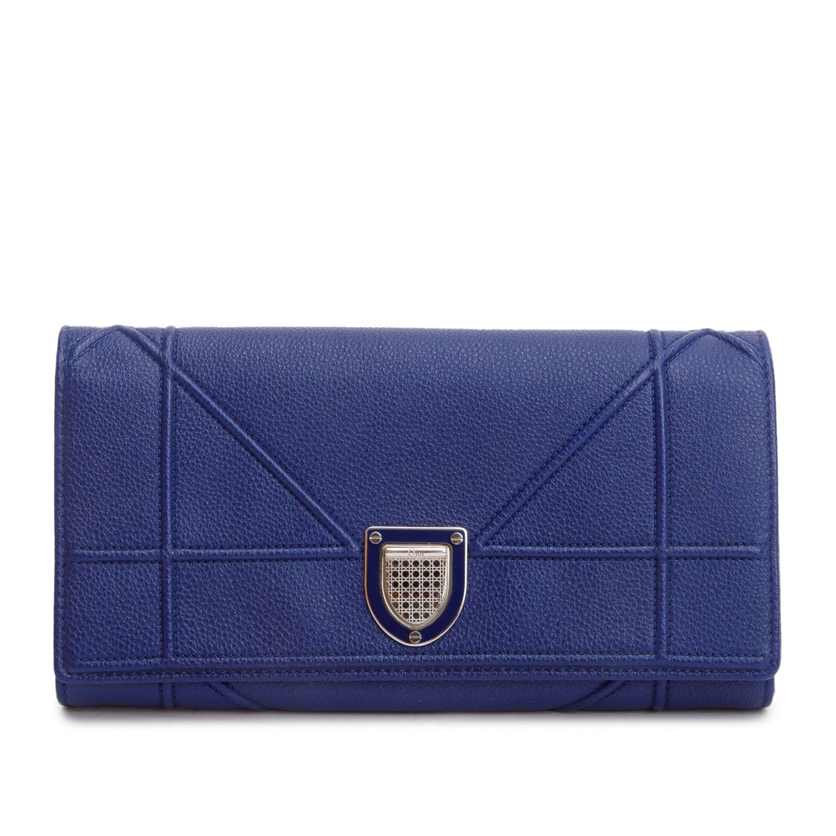 Christian Dior Blue Grained Calfskin Leather Diorama Croisiere Wallet on Chain Rovelle Bags