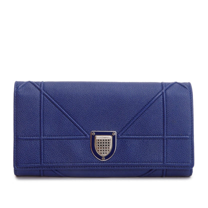Christian Dior Blue Grained Calfskin Leather Diorama Croisiere Wallet on Chain Rovelle Bags