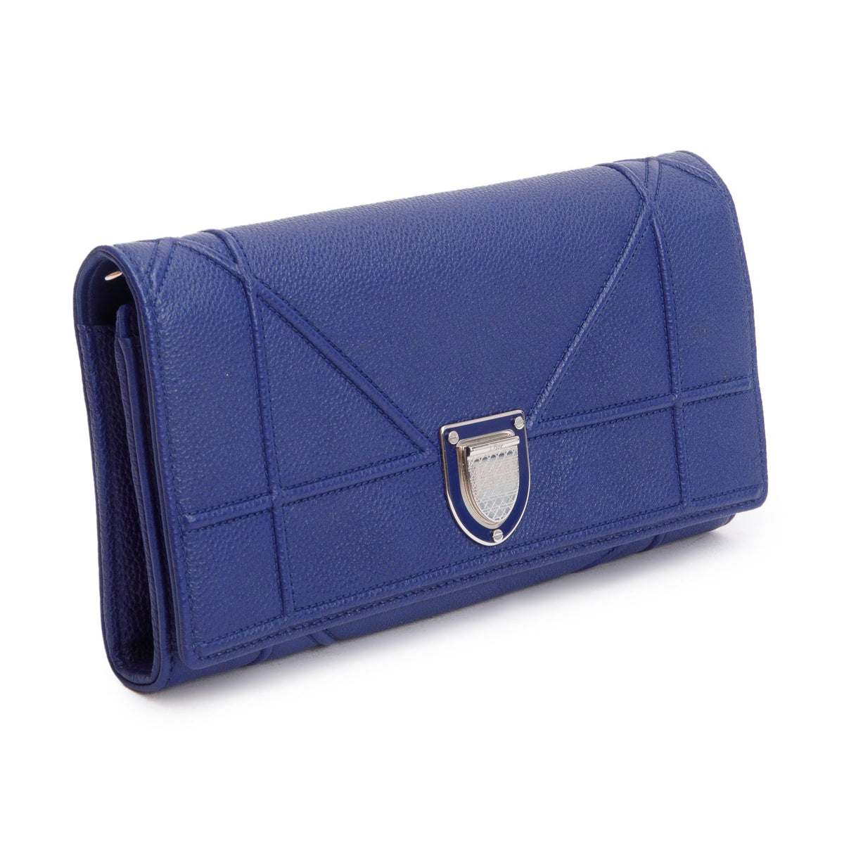 Christian Dior Blue Grained Calfskin Leather Diorama Croisiere Wallet on Chain Rovelle Bags