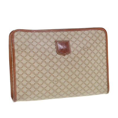 Luxury CELINE Macadam Canvas Clutch Bag Beige 63618