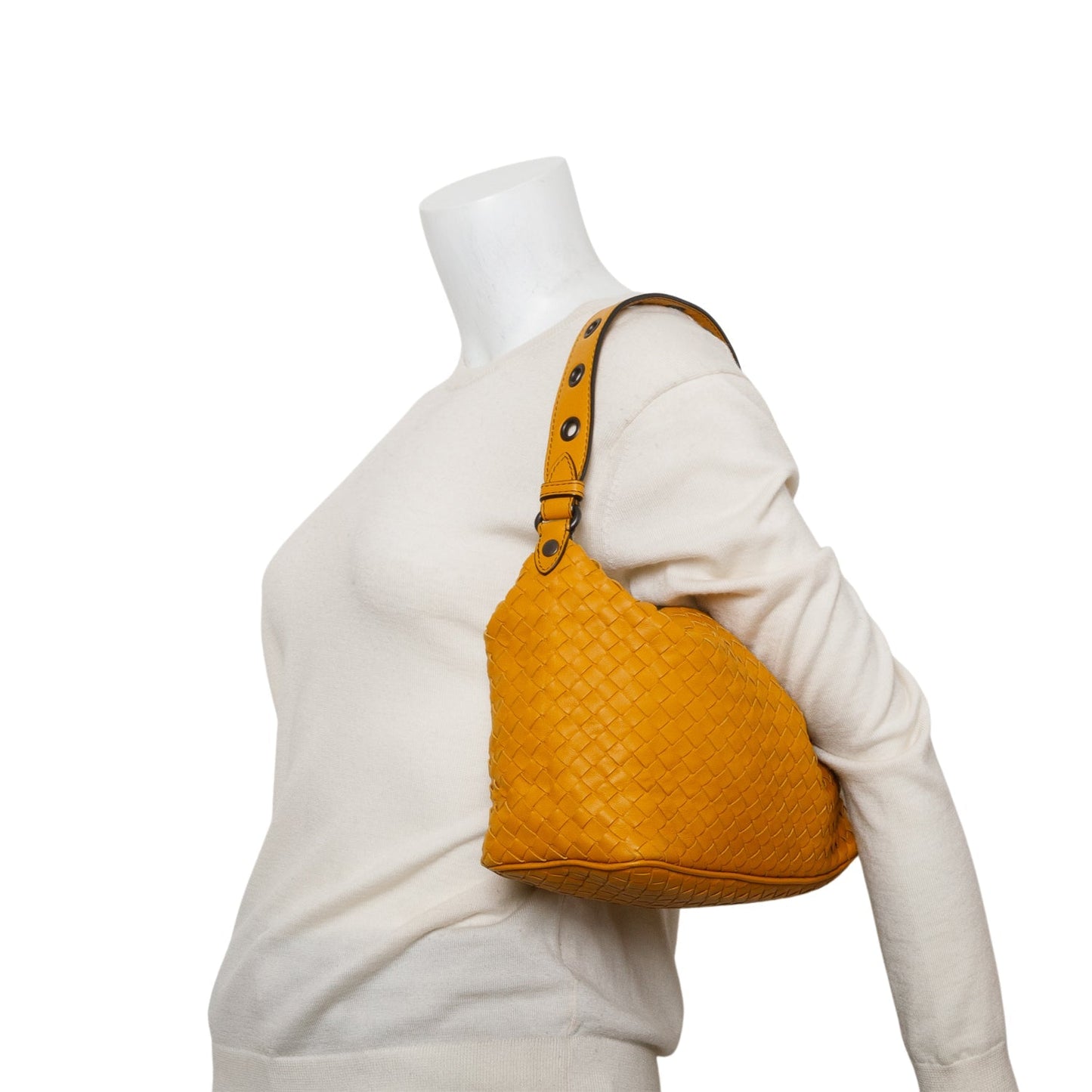 Bottega Veneta Yellow Intrecciato Leather Shoulder Bag